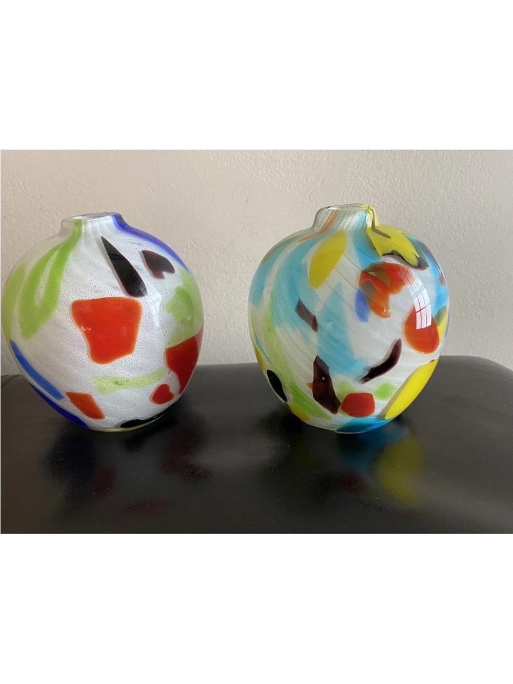 Crate and Barrel Multicolored Confetti Ziggy Vase 4.5” 2pcs.